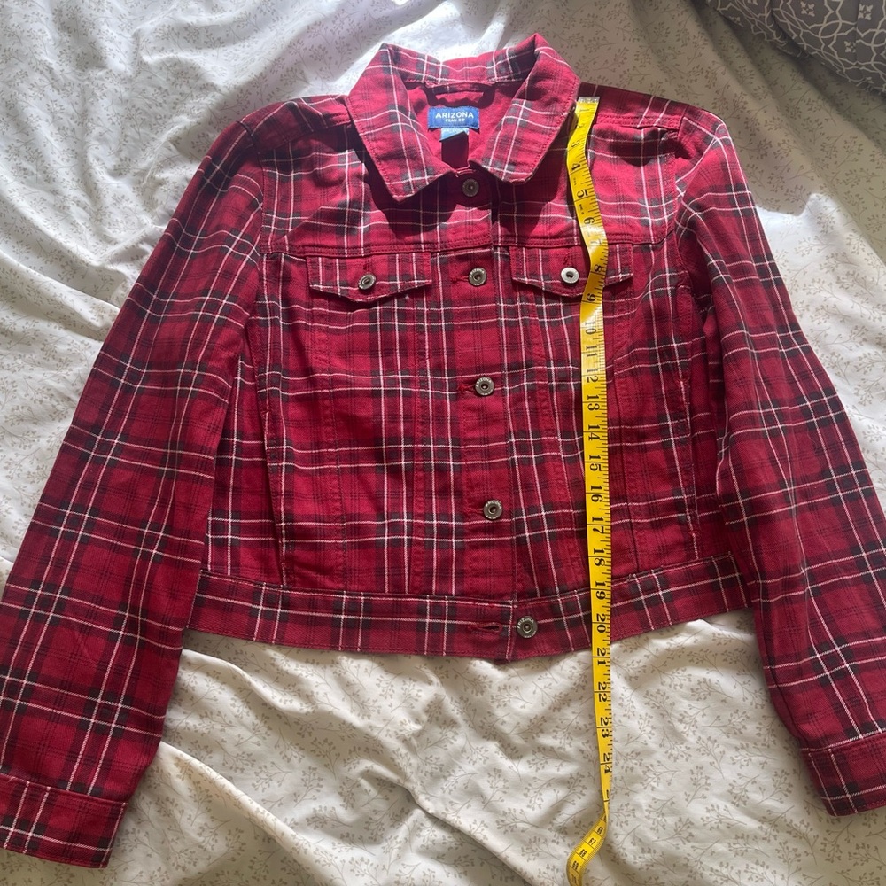 Arizona Jean Company Red Plaid Women’s Jean Jacket